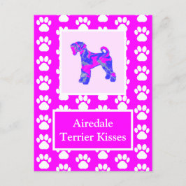 Airedale Terrier Dog Kisses Silhouette Cute P&B Briefkaart