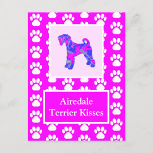 Airedale Terrier Dog Kisses Silhouette Cute P&B Briefkaart