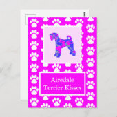 Airedale Terrier Dog Kisses Silhouette Cute P&B Briefkaart (Voorkant / Achterkant)