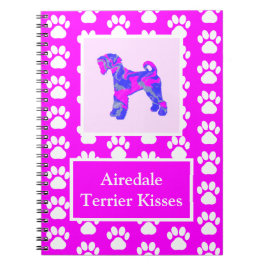 Airedale Terrier Dog Kisses Silhouette Cute P&B Notitieboek