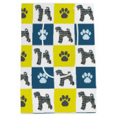 Airedale Terrier Dog & Paw Yellow & Blue Grid Line Medium Cadeauzakje (Achterkant)