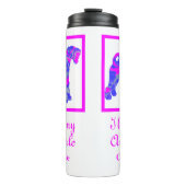 Airedale Terrier Dog Pink & Blue Silhouette Thermosbeker (Voorkant)