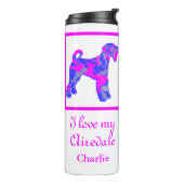 Airedale Terrier Dog Pink & Blue Silhouette Thermosbeker (Gedraaid links)