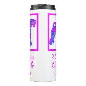 Airedale Terrier Dog Pink & Blue Silhouette Thermosbeker (Achterkant)
