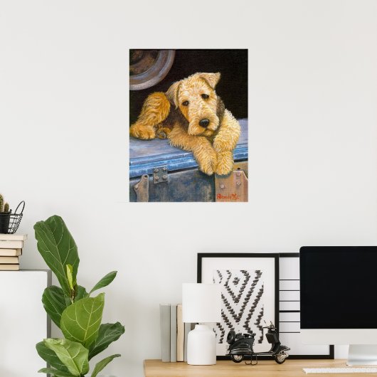 Airedale Terrier Dog Portrait Poster (Thuiskantoor)