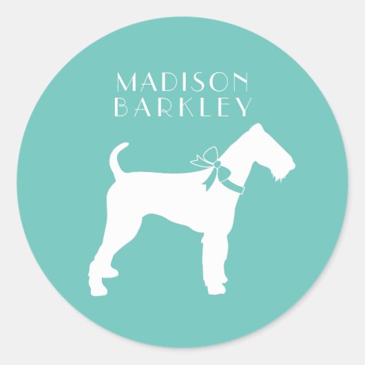 Airedale Terrier Dog Puppy Ronde Sticker (Voorkant)