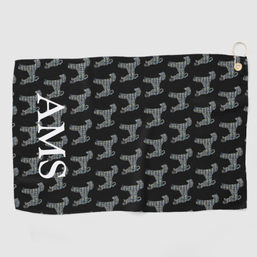 Airedale Terrier Dog Schattige Silhouette Y&B Grid Golfhanddoek (Horizontaal)