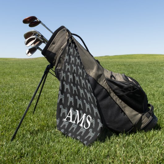 Airedale Terrier Dog Schattige Silhouette Y&B Grid Golfhanddoek (Groen)