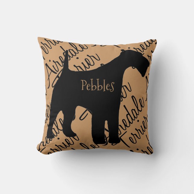 Airedale Terrier Dog Silhouette Custom Kussen (Voorkant)