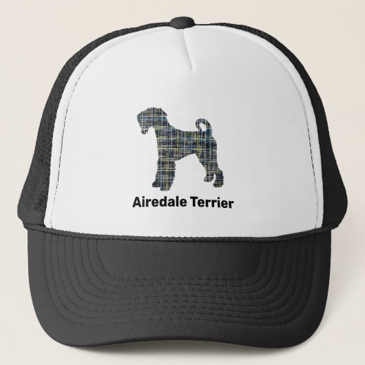 Airedale Terrier Dog Silhouette Grid Custom Trucker Pet (Voorkant)