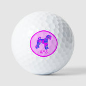 Airedale Terrier Dog Silhouette Hot Pink & Blue Golfballen (Voorkant)