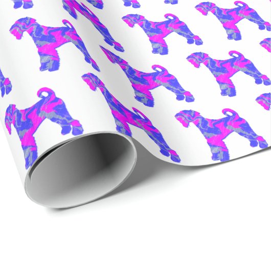 Airedale Terrier Dog Silhouette P&B White Gift Cadeaupapier (Rol Hoek)