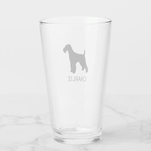 Airedale Terrier Dog Silhouette Persoonlijk Glas (Achterkant)