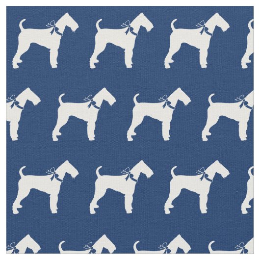 Airedale Terrier Dog Silhouette Pet Navy Blue Stof (Close Up)