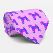 Airedale Terrier Dog Silhouette Pink & Blue Pink Stropdas (Opgerold)