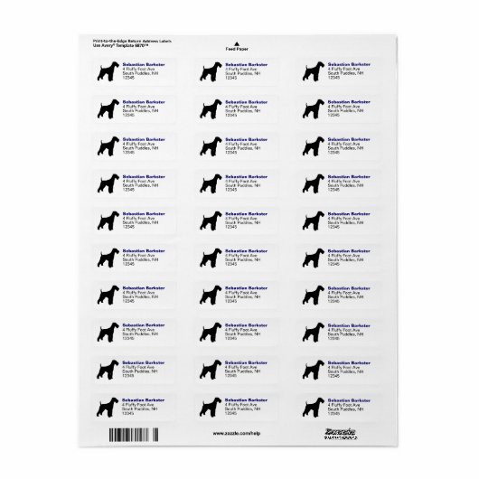 Airedale Terrier Dog Silhouette Return Address Etiket (Full Sheet)