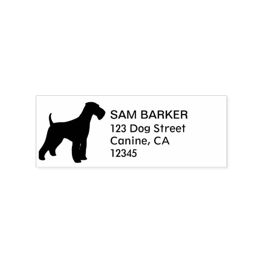 Airedale Terrier Dog Silhouette Return Address Rubberstempel (Gestempeld)
