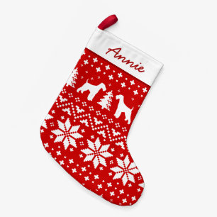 Airedale Terrier Dog Silhouettes Holiday Patroon Kleine Kerstsok
