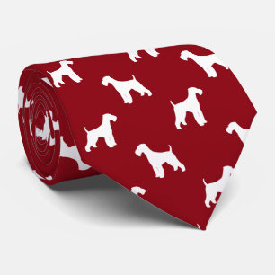 Airedale Terrier Dog Silhouettes Pattern Red Stropdas