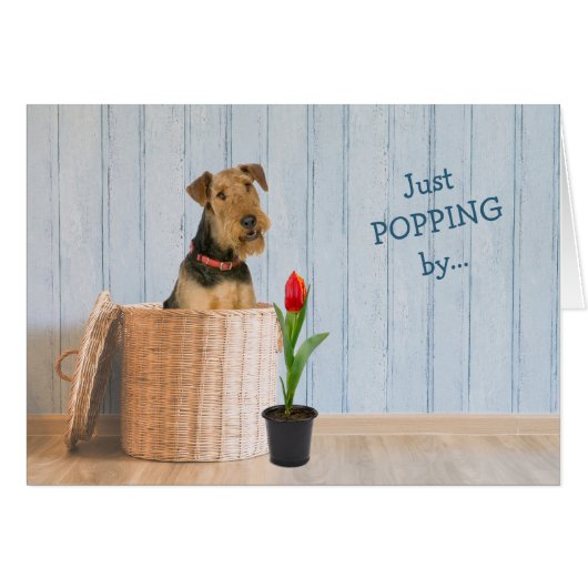 Airedale Terrier Dog Wicker Basket Birthday Card (Voorkant Horizontaal)