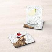 Airedale Terrier Dog Woof Word Art Holiday Bier Onderzetter (Rechterzijde)