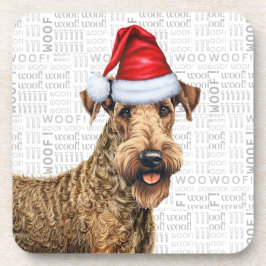 Airedale Terrier Dog Woof Word Art Holiday Bier Onderzetter