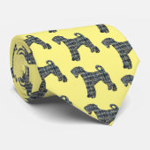 Airedale Terrier Dog Yellow & Blue Line Yellow Str Stropdas (Opgerold)