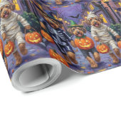 Airedale Terrier Dogs Trick-or-Treating Halloween Cadeaupapier (Rol Hoek)