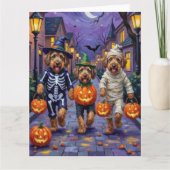 Airedale Terrier Dogs Trick-or-Treating Halloween Kaart (Voorkant)