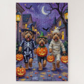 Airedale Terrier Dogs Trick-or-Treating Halloween Legpuzzel (Verticaal)