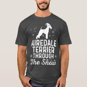 Airedale Terrier door sneeuw Funny Kerstmis T-shirt