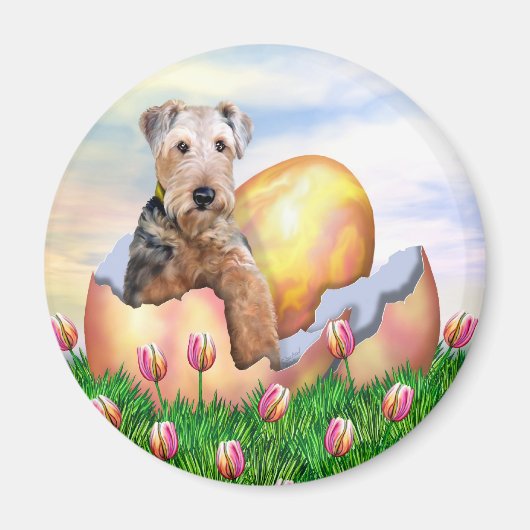 Airedale Terrier Easter Surprise Magneet (Voorkant)