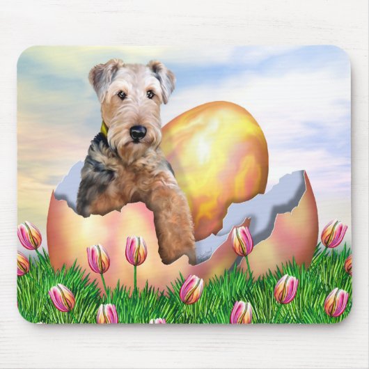 Airedale Terrier Easter Surprise Muismat (Voorkant)