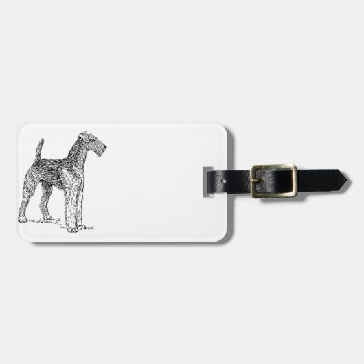 Airedale Terrier Elegante Hondentekening Bagagelabel (Voorkant horizontaal)