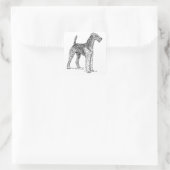 Airedale Terrier Elegante Hondentekening Vierkante Sticker (Tas)