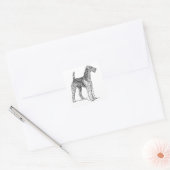 Airedale Terrier Elegante Hondentekening Vierkante Sticker (Envelop)