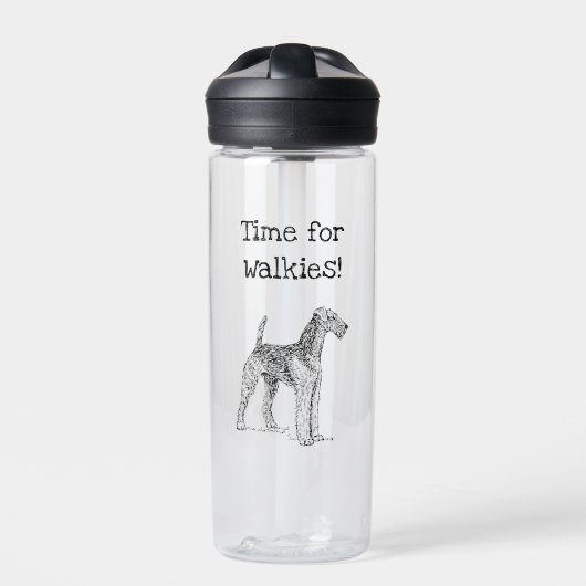 Airedale Terrier Elegante Hondentekening Waterfles (Voorkant)
