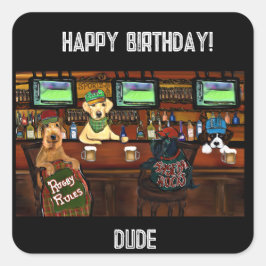 AIREDALE TERRIER- EN FRIENDS-Briefkaart Vierkante Sticker