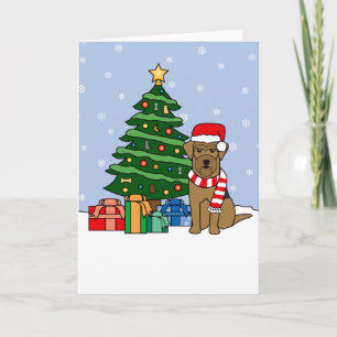 Airedale Terrier en kerstboom Feestdagen Kaart