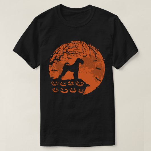Airedale Terrier en Moon Halloween Hondenliefhebbe T-shirt (Design voorkant)