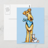 Airedale Terrier en Puppy Briefkaart (Voorkant / Achterkant)