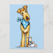 Airedale Terrier en Puppy Briefkaart (Voorkant)