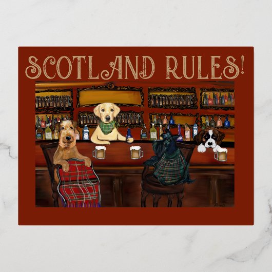 AIREDALE TERRIER EN VRIENDEN FOLIE FEESTDAGEN BRIEFKAART (Voorkant)