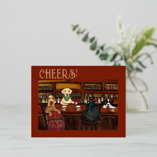 AIREDALE TERRIER EN VRIENDEN FOLIE FEESTDAGEN BRIEFKAART (Staand Voorkant)