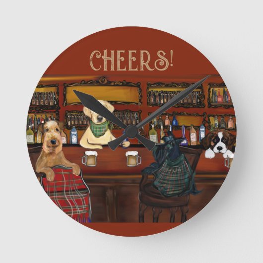 AIREDALE TERRIER EN VRIENDEN RONDE KLOK (Voorkant)