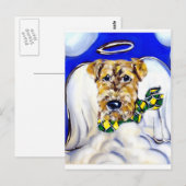 Airedale Terrier Engel Briefkaart (Voorkant / Achterkant)