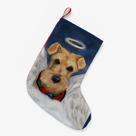 Airedale Terrier Engel Kleine Kerstsok (Voorkant (Hangend))