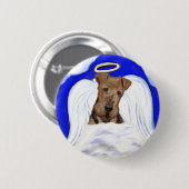 Airedale Terrier Engel Ronde Button 5,7 Cm (Voorkant /achterkant)