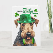 Airedale Terrier Feelin' Lucky St Patrick's Day Feestdagen Kaart (Voorkant)