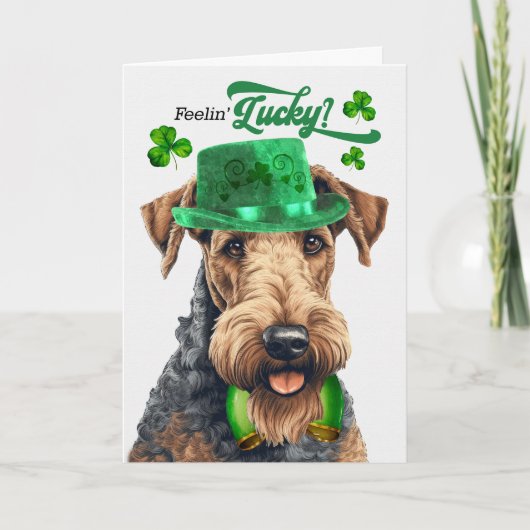 Airedale Terrier Feelin' Lucky St Patrick's Day Feestdagen Kaart (Voorkant)